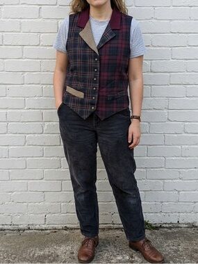 Vintage Plaid Vest David Brooks 90s Preppy Grunge Academia Button Front Size 10